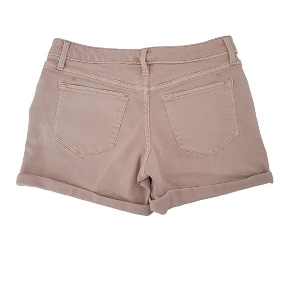 Mossimo Mid Rise Midi Jean Shorts Womens Size 4 Pink Super Stretch Denim Cuffed - Picture 2 of 4